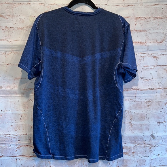 Nike Mens short sleeve blue black dri fit training top shirt gym v neck pullover - Picture 5 of 7